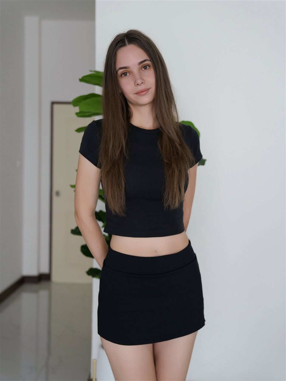 Sarah wearing a black top